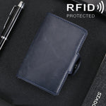X-7 防磁 RFID 多功能鋁合金瘋馬紋皮革卡包錢包