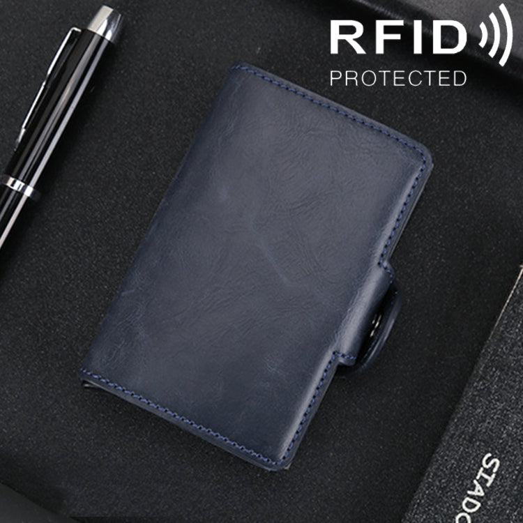 X-7 防磁 RFID 多功能鋁合金瘋馬紋皮革卡包錢包