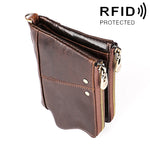 3533 長款瘋馬紋理牛皮折疊防磁 RFID 男士錢包手拿包，含卡槽，3533 黃褐色，3533 黑色，3533 咖啡色，3533 藍色，3533 紅色