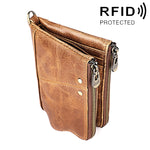 3533 長款瘋馬紋理牛皮折疊防磁 RFID 男士錢包手拿包，含卡槽，3533 黃褐色，3533 黑色，3533 咖啡色，3533 藍色，3533 紅色