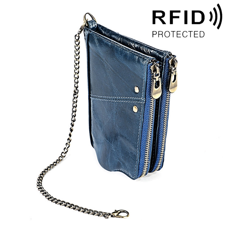 LT3533 長款瘋馬紋理牛皮皮革摺疊防磁 RFID 男士錢包手拿包，帶卡槽及肩帶，LT3533 黃褐色，LT3533 黑色，LT3533 咖啡色，LT3533 藍色，LT3533 紅色