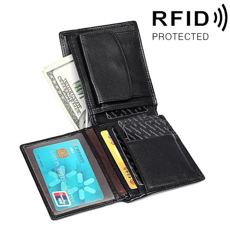 8020 Horizontal Retro Crazy Horse Texture Leather Anti-magnetic RFID Wallet Clutch Bag for Men, with Card Slots, 8020 Black, 8020 Coffee, 8020 Yellowish-brown