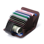 KB188 Horizontal Cowhide Leather Organ Shape Multiple Card Slots Anti-magnetic RFID Wallet for Ladies, with Transparent Window, KB188 Purple, KB188 Rose Red, KB188 Sapphire Blue, KB188 Black, KB188 Coffee