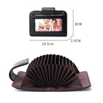 KB188 Horizontal Cowhide Leather Organ Shape Multiple Card Slots Anti-magnetic RFID Wallet for Ladies, with Transparent Window, KB188 Purple, KB188 Rose Red, KB188 Sapphire Blue, KB188 Black, KB188 Coffee