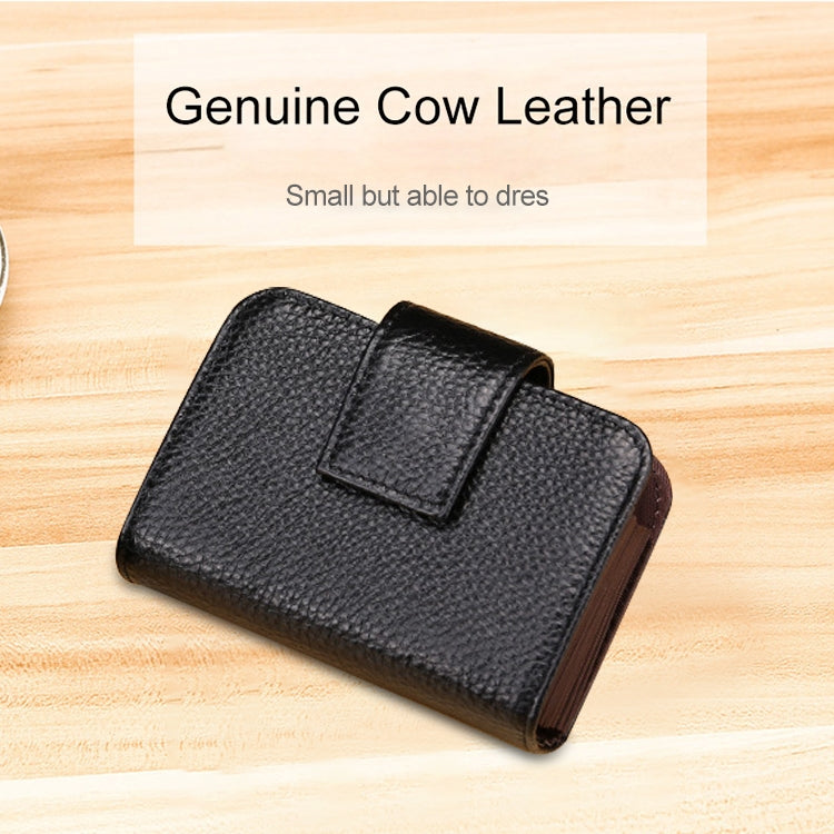 KB188 Horizontal Cowhide Leather Organ Shape Multiple Card Slots Anti-magnetic RFID Wallet for Ladies, with Transparent Window, KB188 Purple, KB188 Rose Red, KB188 Sapphire Blue, KB188 Black, KB188 Coffee
