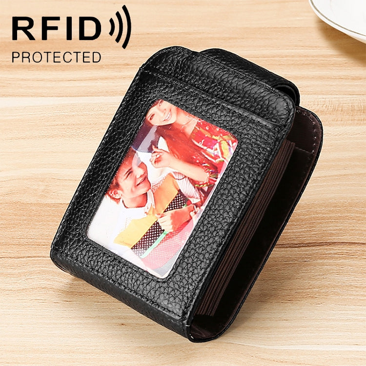 KB189 直立牛皮皮革器官形多卡槽防磁 RFID 女士錢包，帶透明窗，KB189 紫色，KB189 玫瑰紅，KB189 藍寶石藍，KB189 黑色