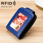 KB189 直立牛皮皮革器官形多卡槽防磁 RFID 女士錢包，帶透明窗，KB189 紫色，KB189 玫瑰紅，KB189 藍寶石藍，KB189 黑色