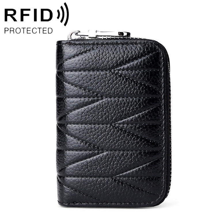 KB191 拉鍊牛皮器官形多卡位防磁 RFID 女士錢包手拿包，KB191 淺紫色，KB191 酒紅色，KB191 棕色，KB191 水藍色，KB191 黑色，KB191 深藍色，KB191 粉紅色