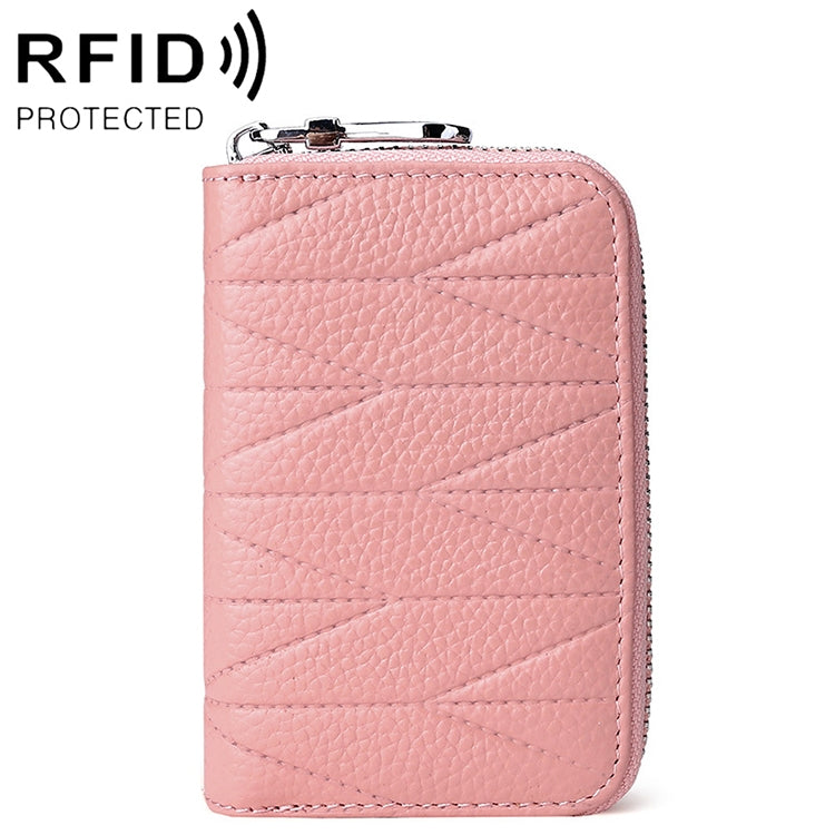 KB191 拉鍊牛皮器官形多卡位防磁 RFID 女士錢包手拿包，KB191 淺紫色，KB191 酒紅色，KB191 棕色，KB191 水藍色，KB191 黑色，KB191 深藍色，KB191 粉紅色