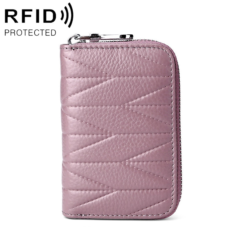 KB191 拉鍊牛皮器官形多卡位防磁 RFID 女士錢包手拿包，KB191 淺紫色，KB191 酒紅色，KB191 棕色，KB191 水藍色，KB191 黑色，KB191 深藍色，KB191 粉紅色