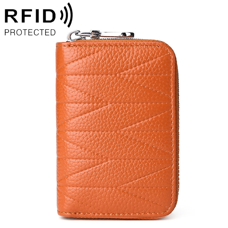 KB191 拉鍊牛皮器官形多卡位防磁 RFID 女士錢包手拿包，KB191 淺紫色，KB191 酒紅色，KB191 棕色，KB191 水藍色，KB191 黑色，KB191 深藍色，KB191 粉紅色