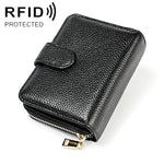 KB192 扣環拉鍊牛皮皮革多卡位防磁 RFID 男士錢包手拿包，KB192 黑色