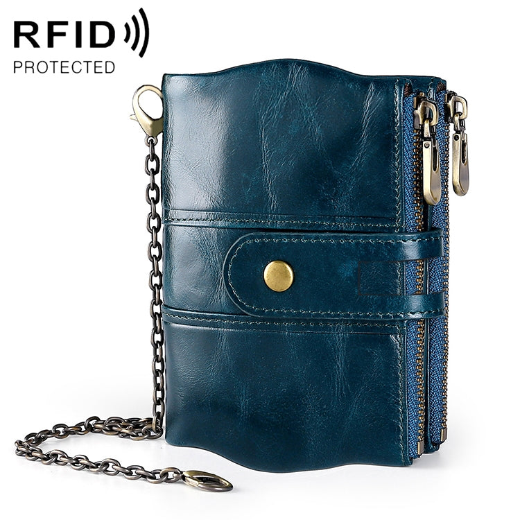 LT3539 牛皮皮革拉鍊扣防磁 RFID 男士大容量錢包 手拿包，帶卡槽及肩帶，LT3539 藍色肩帶，LT3539 紅色肩帶，LT3539 黃褐色