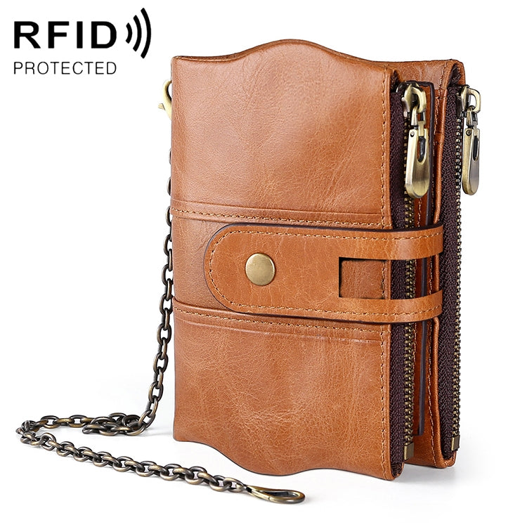LT3539 牛皮皮革拉鍊扣防磁 RFID 男士大容量錢包 手拿包，帶卡槽及肩帶，LT3539 藍色肩帶，LT3539 紅色肩帶，LT3539 黃褐色