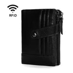 TP-196 多功能復古牛皮皮革多卡槽雙拉鍊 RFID 錢包