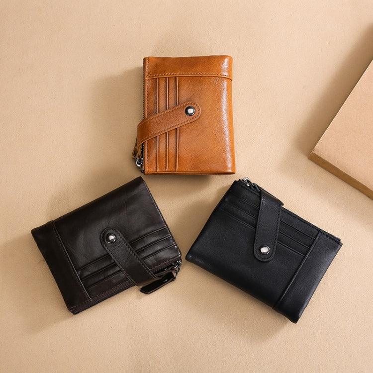TP-196 多功能復古牛皮皮革多卡槽雙拉鍊 RFID 錢包