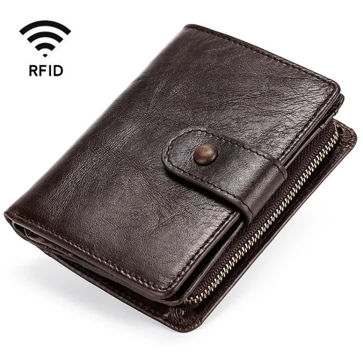 TP-201 Crazy Horse Leather Multi-functional Lather RFID Clasp Retro Wallet, TP-201