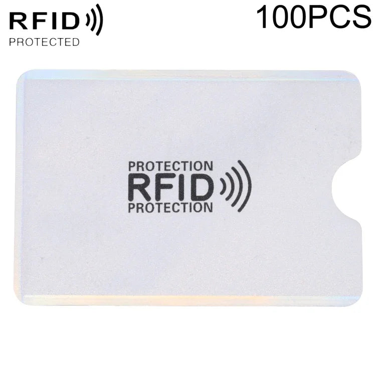 100片鋁箔防盜RFID阻隔卡套，尺寸：9.1*6.3cm，RFID 100片（金色），RFID 100片（銀色）