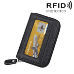 真牛皮純色拉鍊橫式卡片夾錢包 RFID 防盜刷卡包保護套，含 12 卡槽，尺寸：11.5*7.5cm