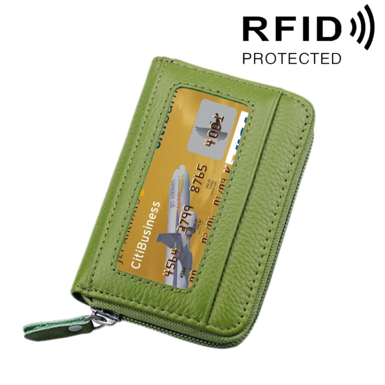 真牛皮純色拉鍊橫式卡片夾錢包 RFID 防盜刷卡包保護套，含 12 卡槽，尺寸：11.5*7.5cm