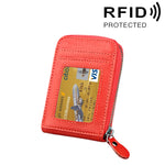 真牛皮純色拉鍊直式卡片夾錢包 RFID 防盜刷卡包保護套，含 12 卡槽，尺寸：11.5*7.5cm