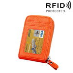 真牛皮純色拉鍊直式卡片夾錢包 RFID 防盜刷卡包保護套，含 12 卡槽，尺寸：11.5*7.5cm