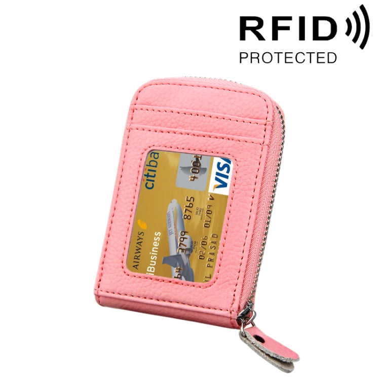真牛皮純色拉鍊直式卡片夾錢包 RFID 防盜刷卡包保護套，含 12 卡槽，尺寸：11.5*7.5cm