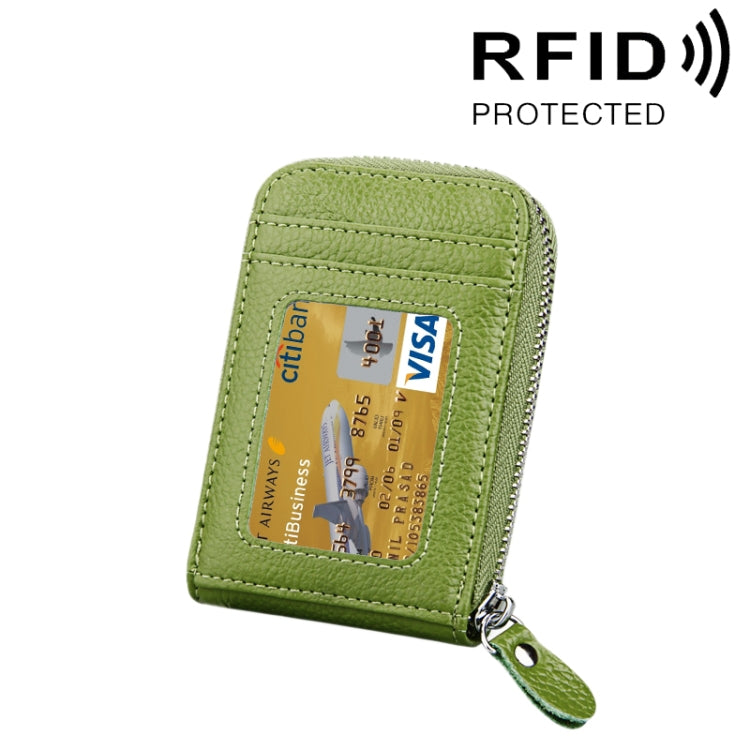 真牛皮純色拉鍊直式卡片夾錢包 RFID 防盜刷卡包保護套，含 12 卡槽，尺寸：11.5*7.5cm