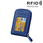 真牛皮純色拉鍊直式卡片夾錢包 RFID 防盜刷卡包保護套，含 12 卡槽，尺寸：11.5*7.5cm