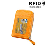 真牛皮純色拉鍊直式卡片夾錢包 RFID 防盜刷卡包保護套，含 12 卡槽，尺寸：11.5*7.5cm