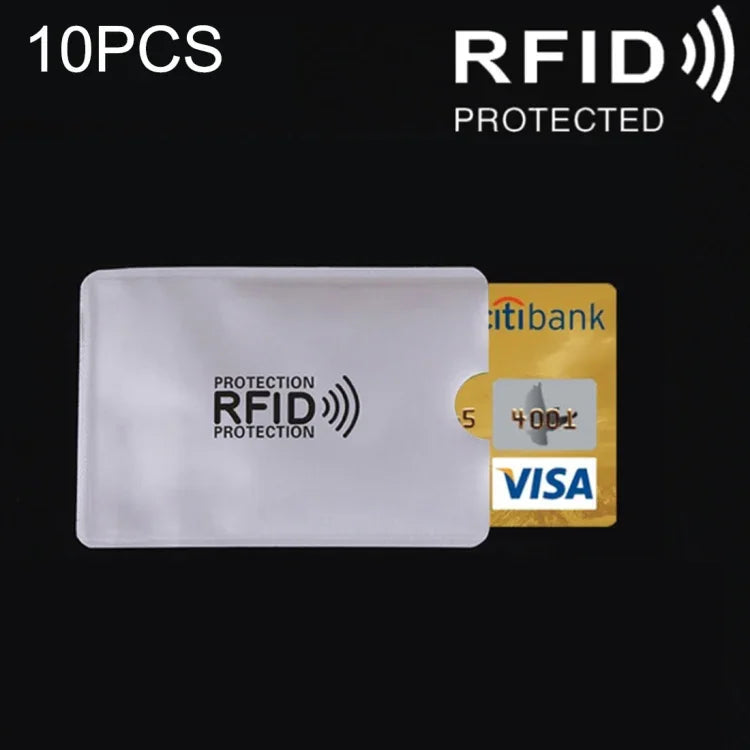10片鋁箔RFID阻隔信用卡身份證銀行卡套卡片保護套，尺寸：9.1*6.3cm，RFID 10片