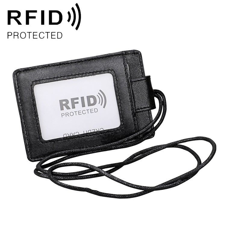 KB153 防磁 RFID 皮革卡片夾身份證徽章附掛繩
