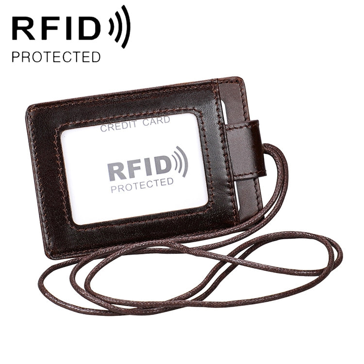 KB153 防磁 RFID 皮革卡片夾身份證徽章附掛繩