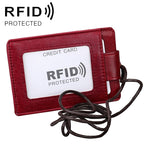 KB153 防磁 RFID 皮革卡片夾身份證徽章附掛繩
