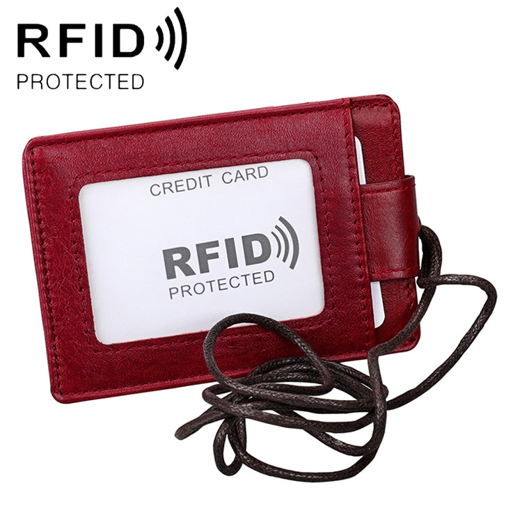 KB153 防磁 RFID 皮革卡片夾身份證徽章附掛繩