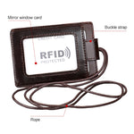 KB153 防磁 RFID 皮革卡片夾身份證徽章附掛繩