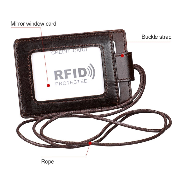 KB153 防磁 RFID 皮革卡片夾身份證徽章附掛繩