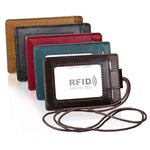 KB153 防磁 RFID 皮革卡片夾身份證徽章附掛繩
