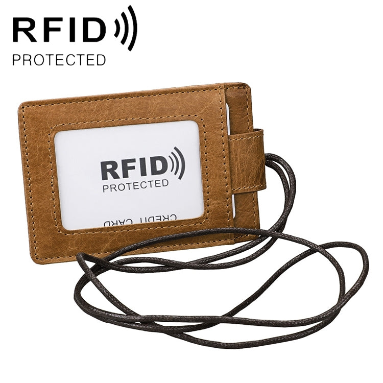KB153 防磁 RFID 皮革卡片夾身份證徽章附掛繩