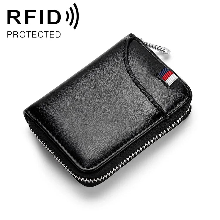 KB155 防磁 RFID 拉鍊皮革大容量卡片夾錢包