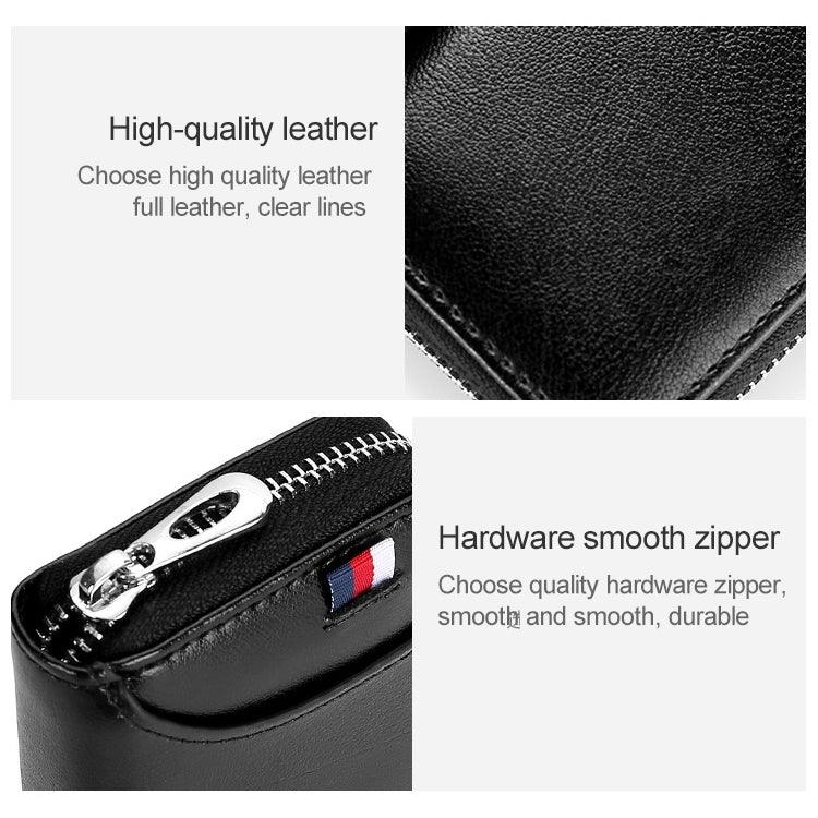 KB155 防磁 RFID 拉鍊皮革大容量卡片夾錢包