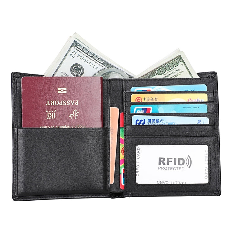 8235防磁RFID多功能瘋馬紋皮革錢包護照包
