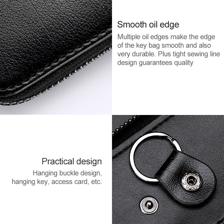 9106大容量拉鍊皮革鑰匙包多功能錢包