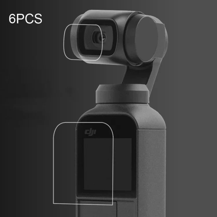 6片裝高清鏡頭保護貼+螢幕保護膜，適用DJI OSMO Pocket雲台，高清鏡頭保護貼