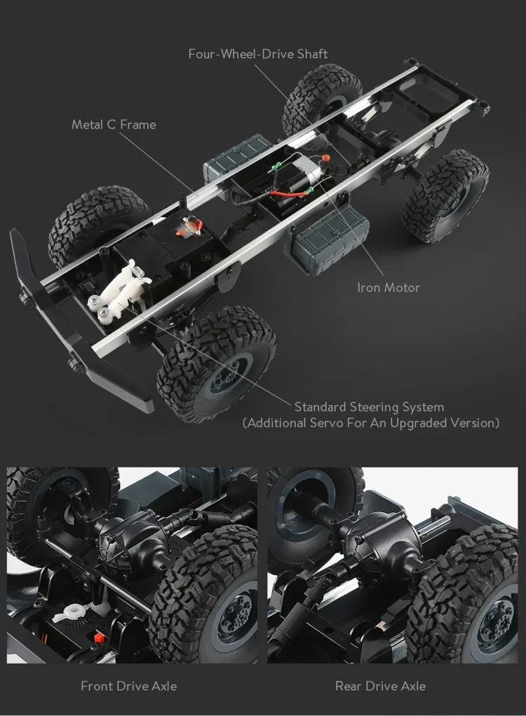 JJR/C Q60 Transporter-1 全身1:16迷你2.4GHz遙控6輪履帶越野軍用卡車玩具，Q60