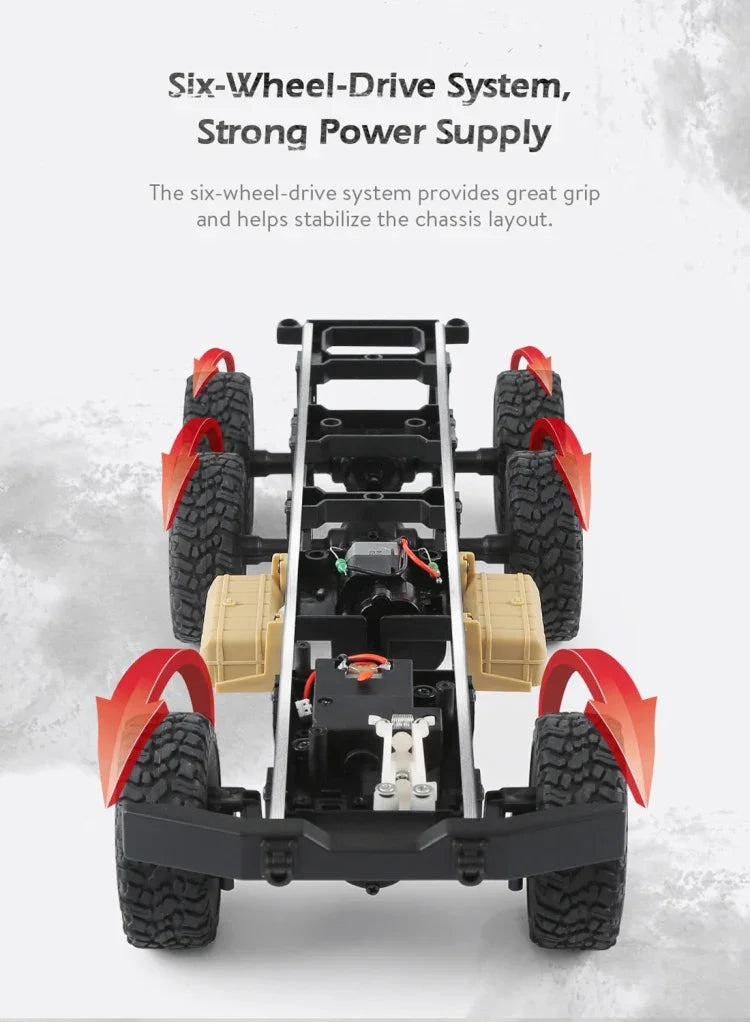 JJR/C Q60 Transporter-1 全身1:16迷你2.4GHz遙控6輪履帶越野軍用卡車玩具，Q60