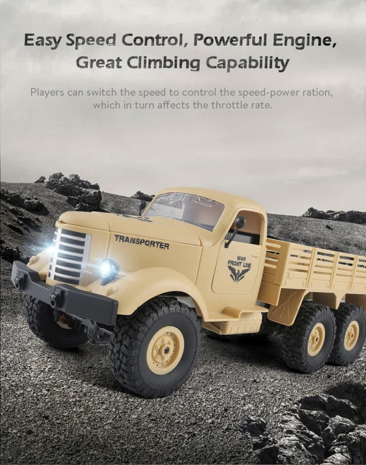 JJR/C Q60 Transporter-1 全身1:16迷你2.4GHz遙控6輪履帶越野軍用卡車玩具，Q60