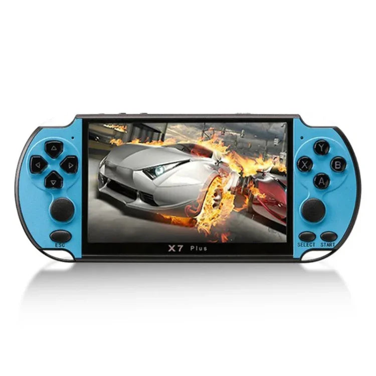 X7 Plus 復古經典遊戲掌上遊戲機，配備 5.1 吋高清螢幕與 8G 記憶體，支援 MP4／電子書，X7 Plus（黃＋紅），X7 Plus（黃），X7 Plus（藍＋紅），X7 Plus（藍），X7 Plus（紅）