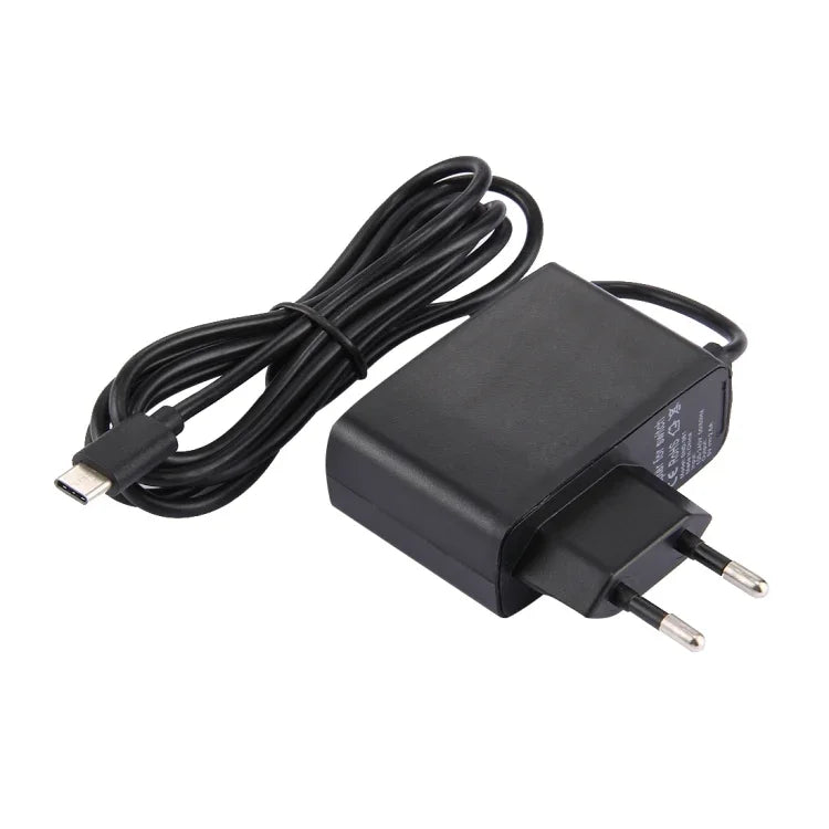 適用於 Nintendo Switch NS 遊戲主機牆壁適配器充電器，DC 5V，線長：1.5m，歐規插頭（黑色），適用 Switch NS 歐規插頭
