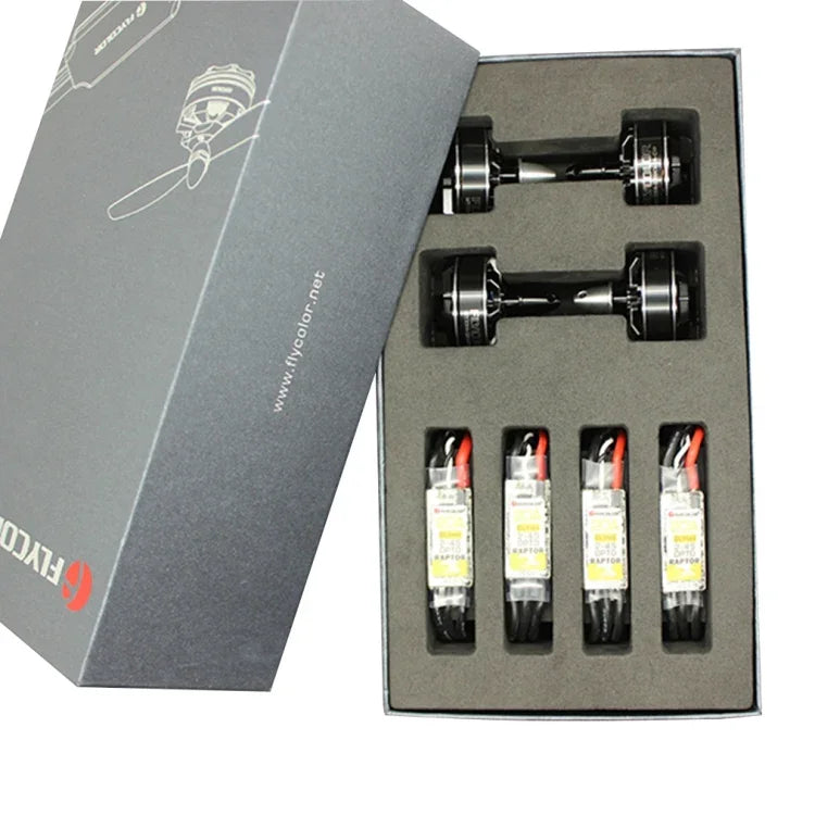 Flycolor Raptor 系列動力套裝，包含 4 個 20A 速度控制器 + 4 個 2300KV 馬達 + 4 個 5045 螺旋槳，2300KV